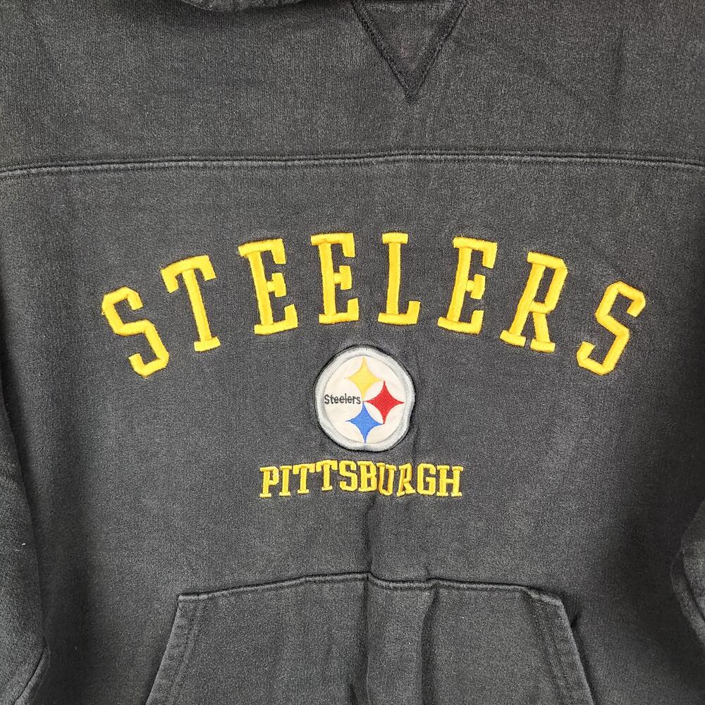 Vintage Pittsburgh Steelers Hoodie Sweatshirt Mens XL Gray NFL Football Graphic